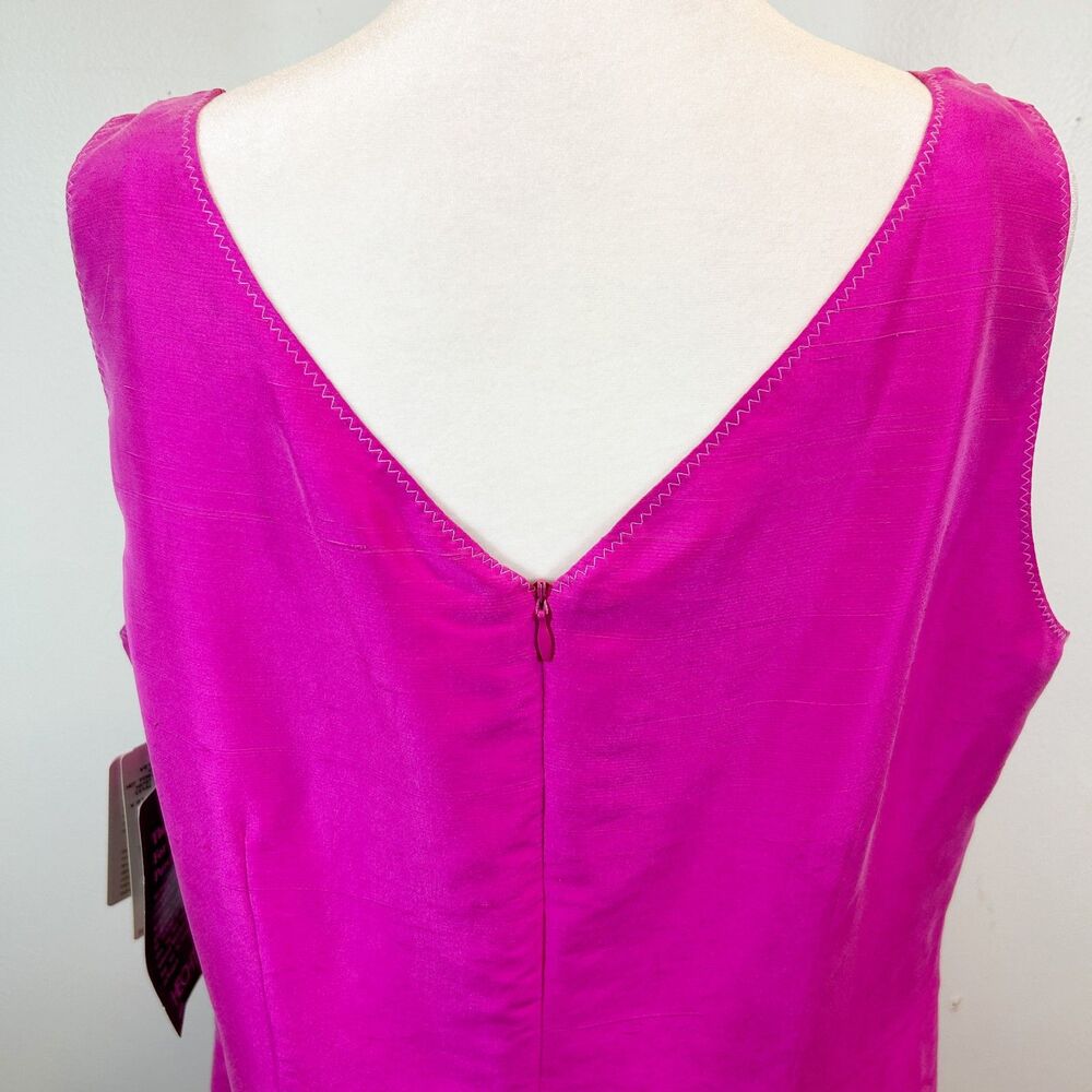 Evan Picone Hot Pink 100% Silk Sleeveless Dress Size 16 NWT Chic Career Event - Picture 11 of 12